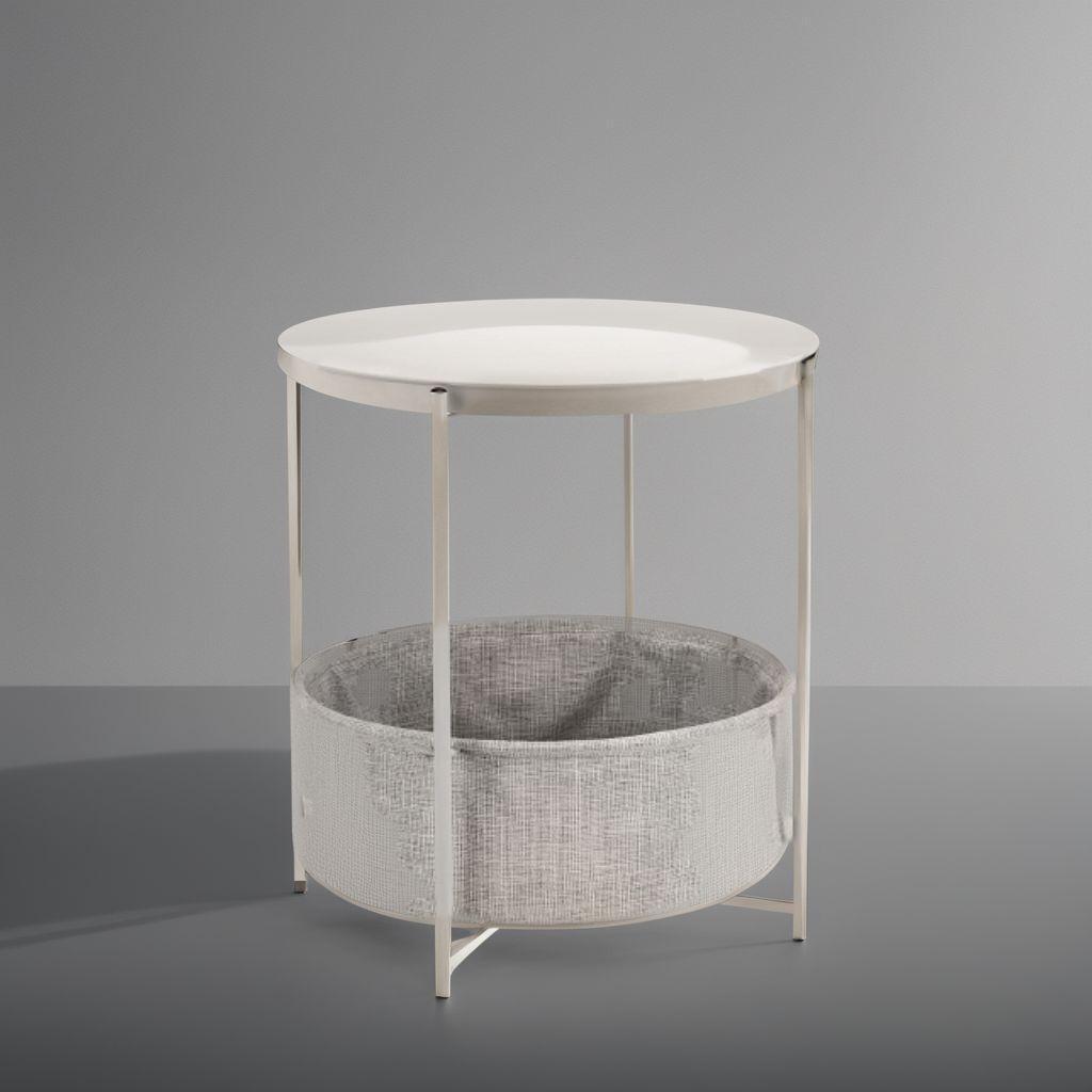 収納付き サイドテーブル ラウンド収納付き ファブリック