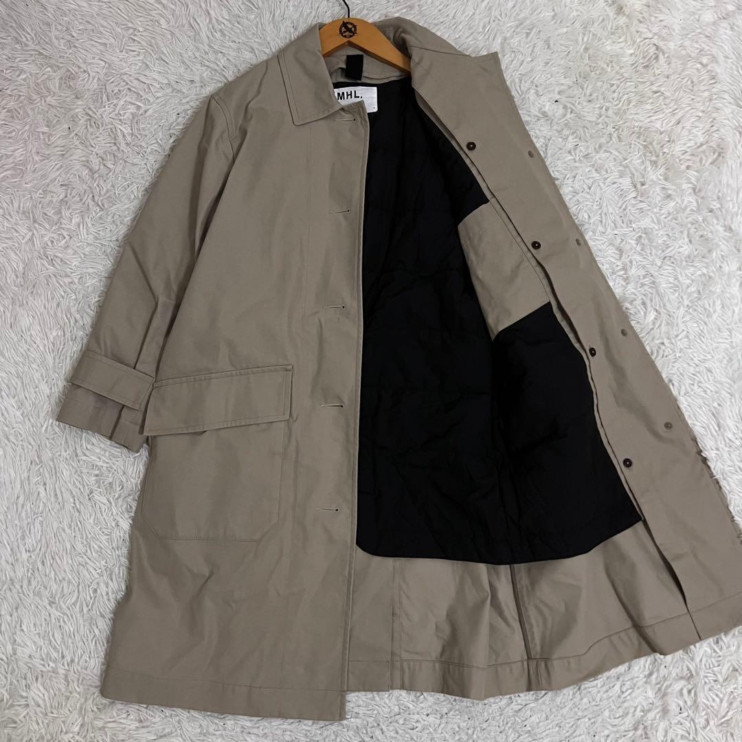 美品✨MHL.22AW ステンカラーコート ダウンライナー 脱着 ベージュ系 S