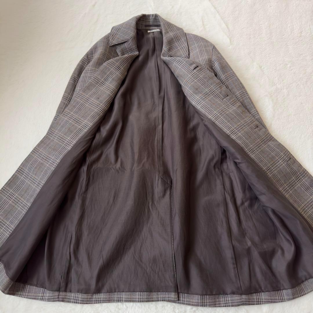 美品　AURALEE ダブルフェイス　チェック　ロングコート