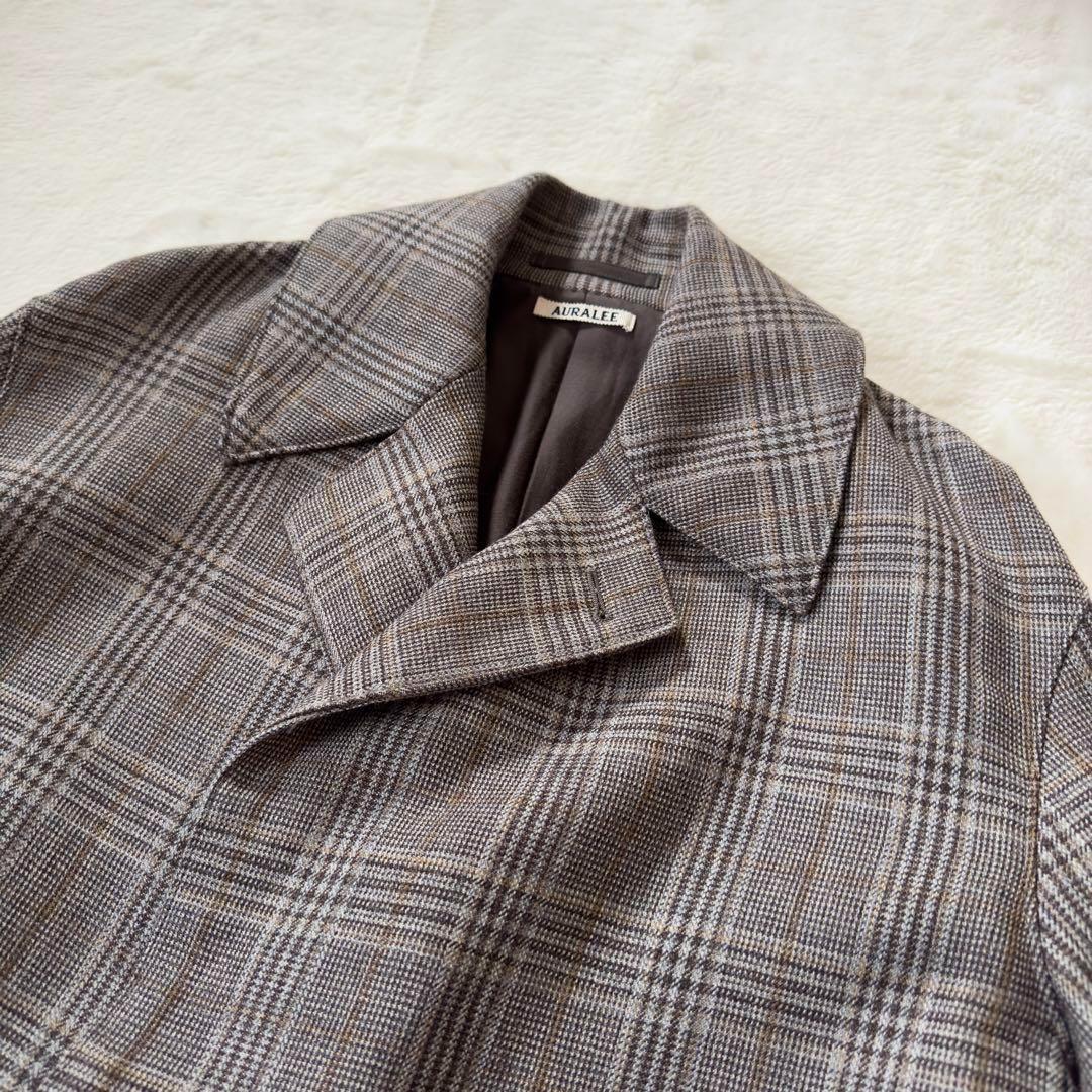 美品　AURALEE ダブルフェイス　チェック　ロングコート