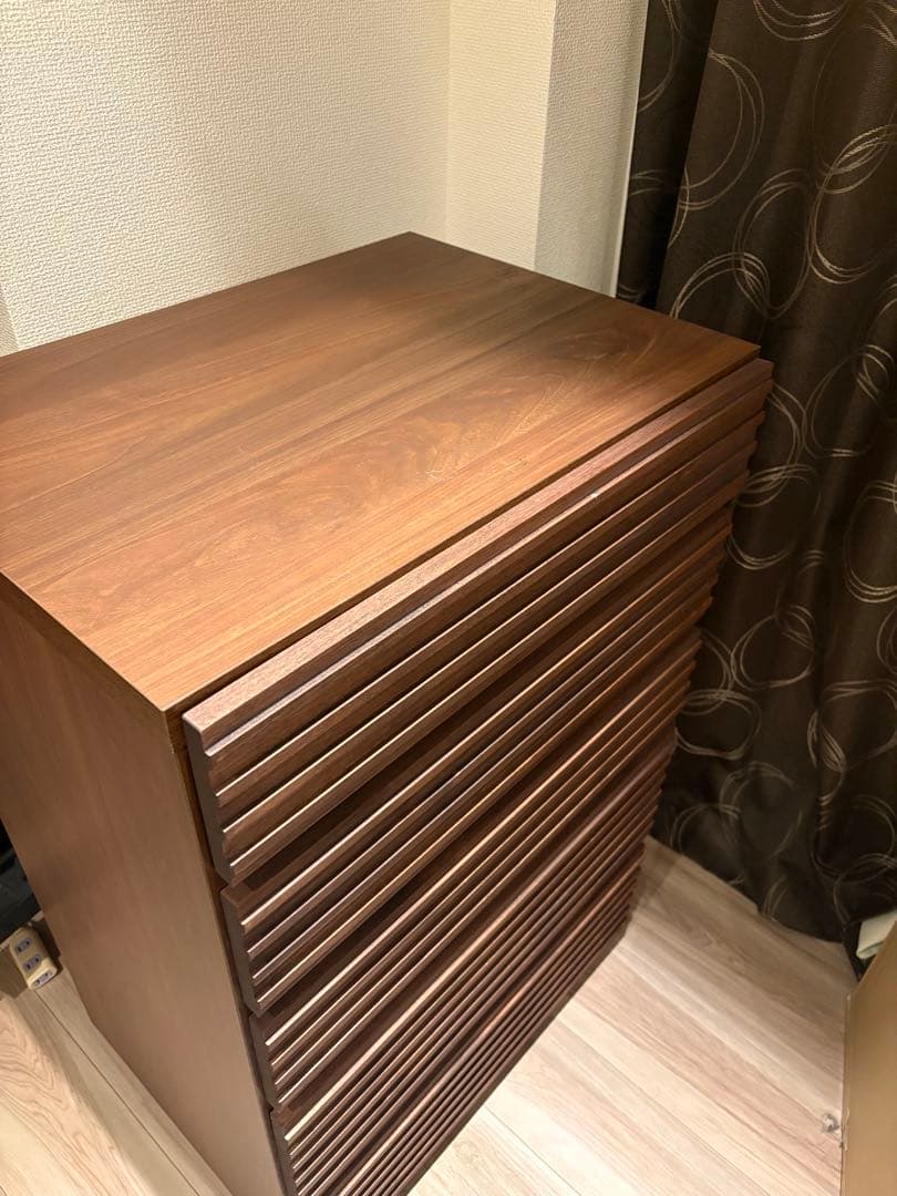 【デザイン収納】天然木横格子柄 たんす 5段