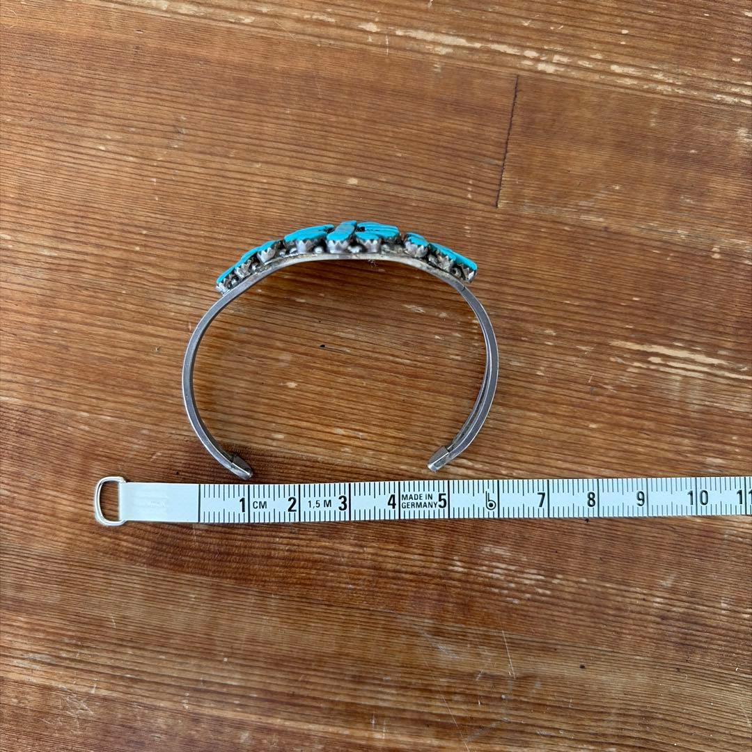 シルバー　ターコイズフラワーモチーフバングル