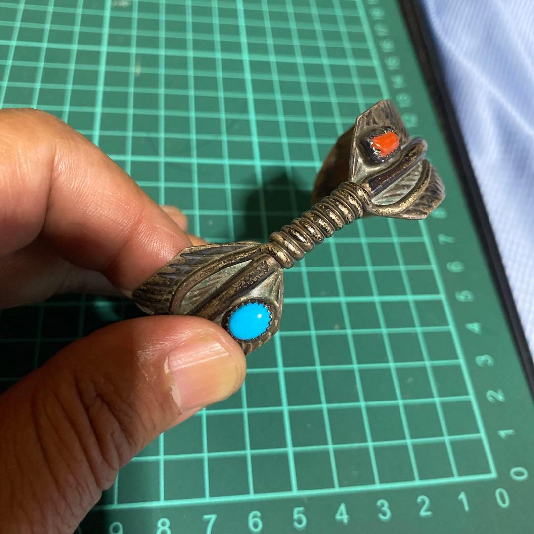 インディアンジュエリー　羽　ターコイズ　925 バングル　ブレスレット