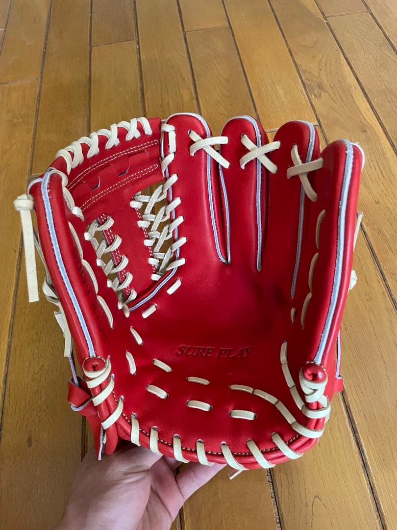 【新品未使用】SURE PLAY 硬式内野手用グラブレッドオレンジ【型付け済み】
