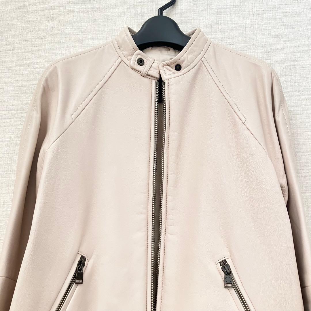 美品 COACH コーチ 本革 羊革 ラムレザージャケット スタンドカラー XS