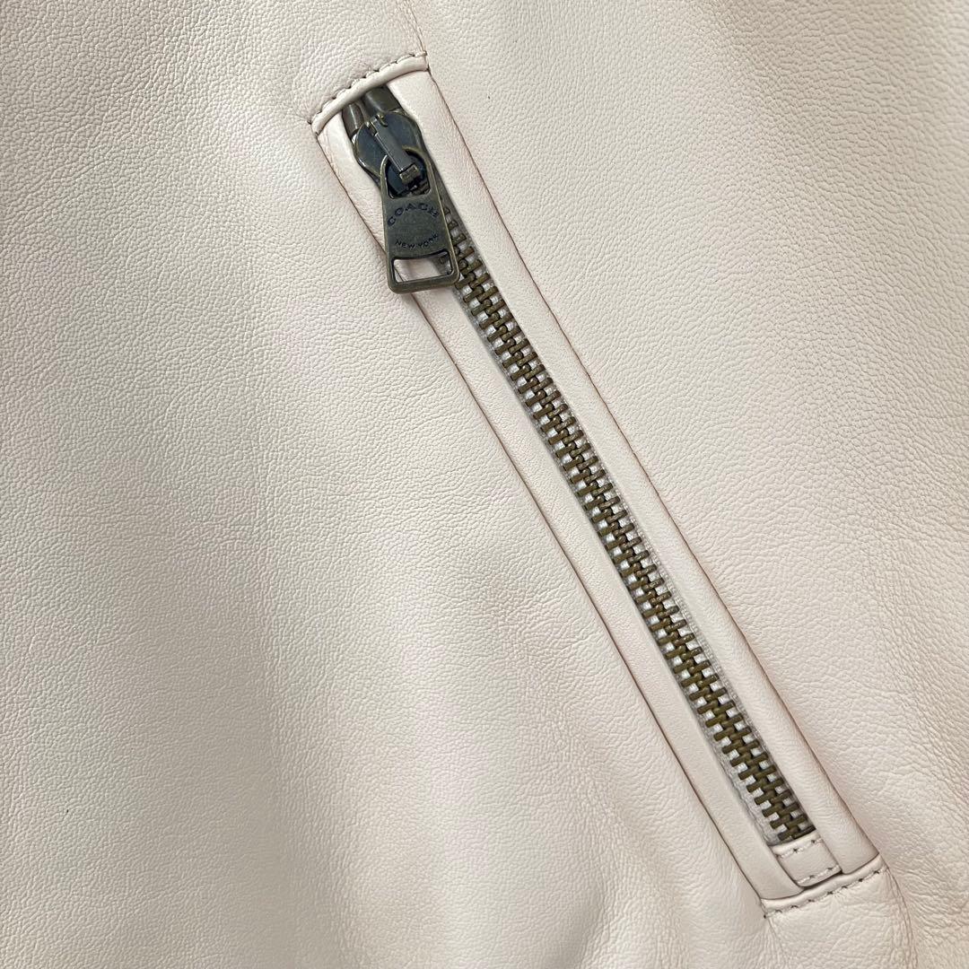 美品 COACH コーチ 本革 羊革 ラムレザージャケット スタンドカラー XS