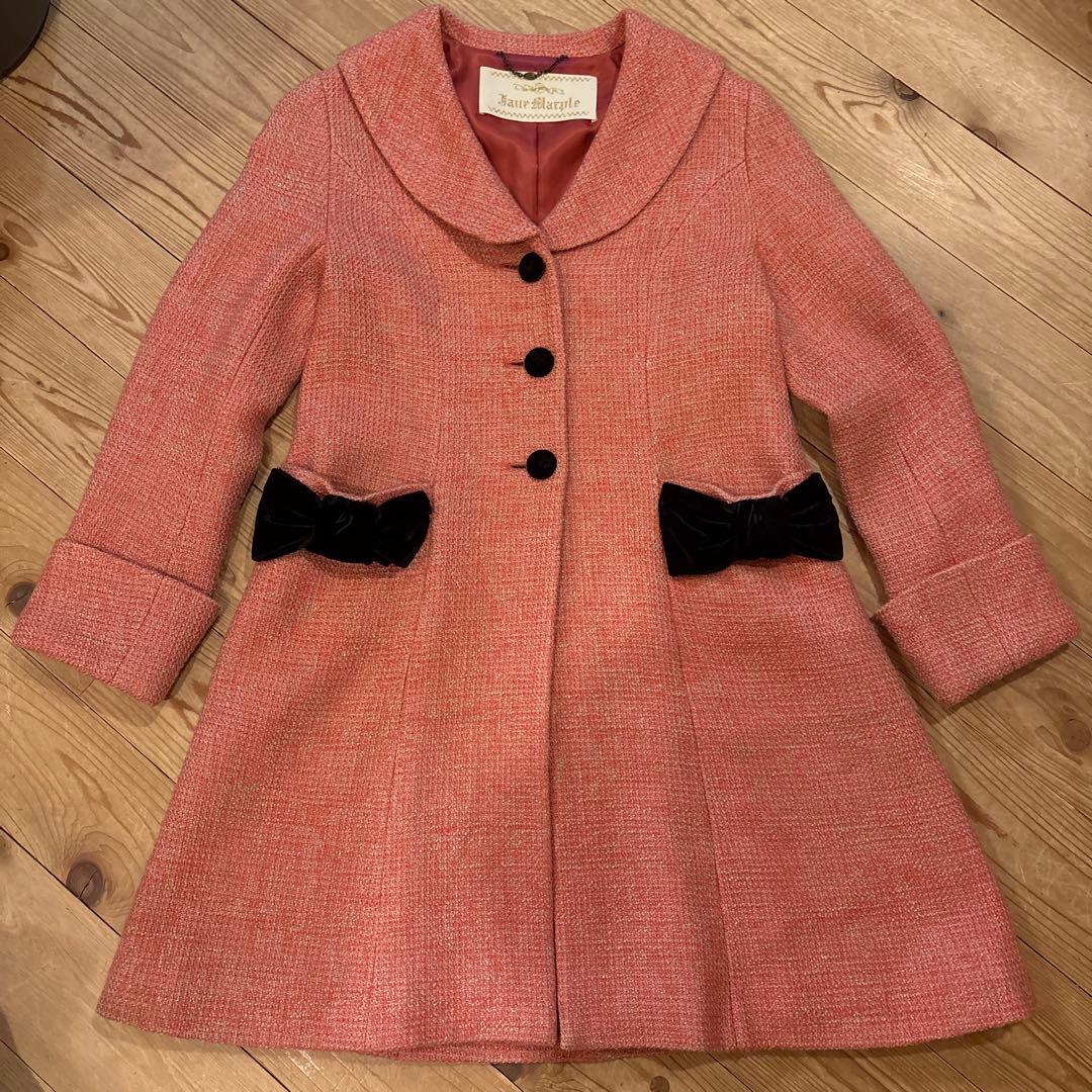 Jane Marple ジェーンマープル ツイードコート ベロアリボン ピンク