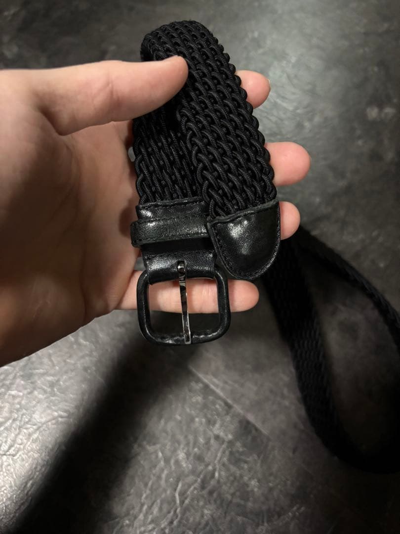 L'AIGLON ブラック 編み込みベルト 90 レグロン　メッシュベルト