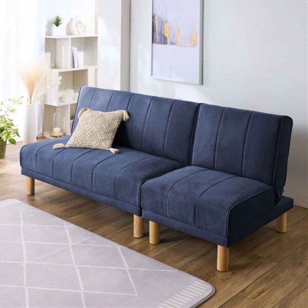 幅180cm ソファベッド　リクライニング　カウチソファ　三人掛け　ローソファ