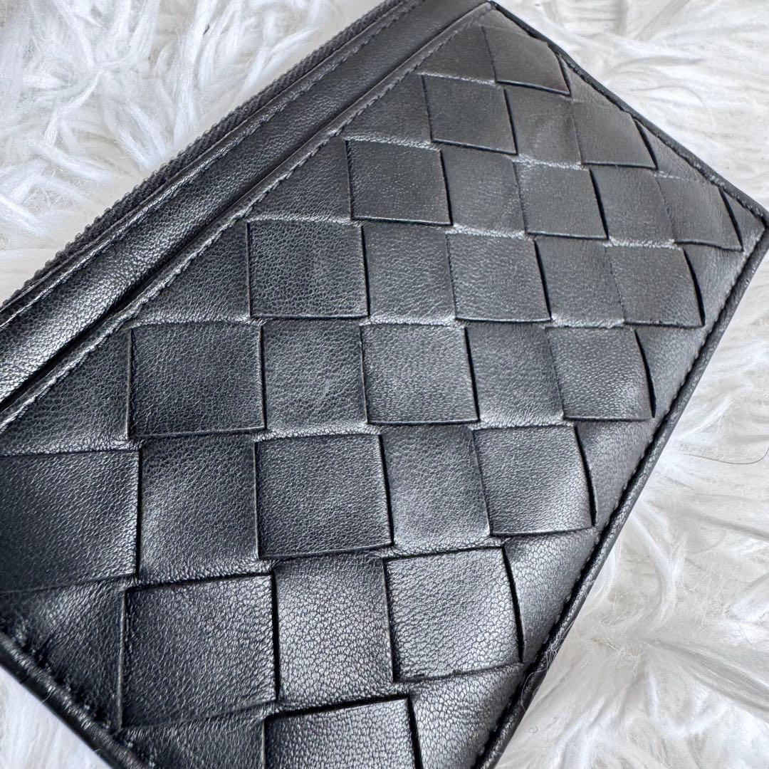 【美品】BOTTEGA VENETA ケース イントレチャート ブラック