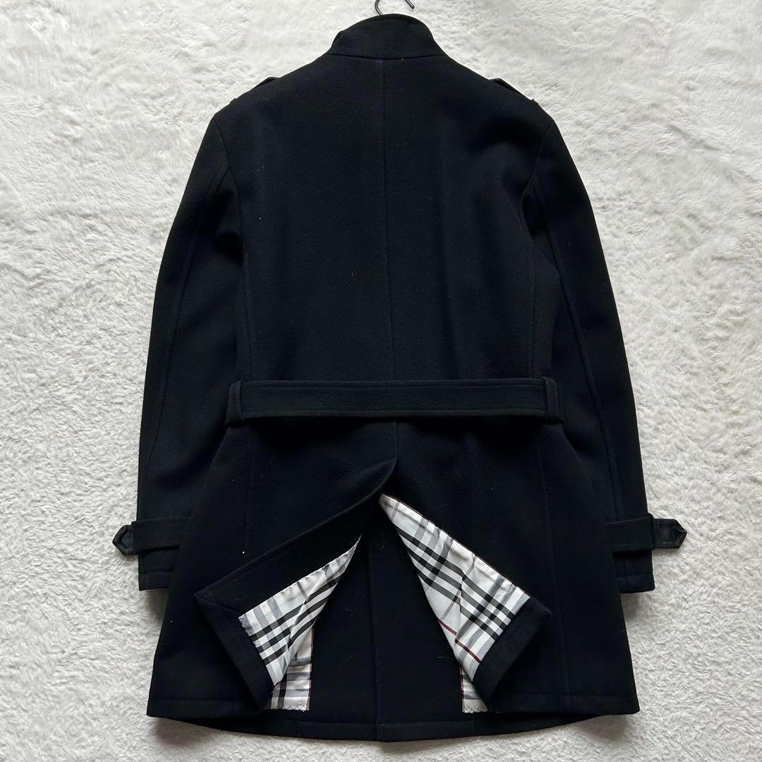 【美品】バーバリーブラックレーベル トレンチコート メルトン ノバチェック 黒