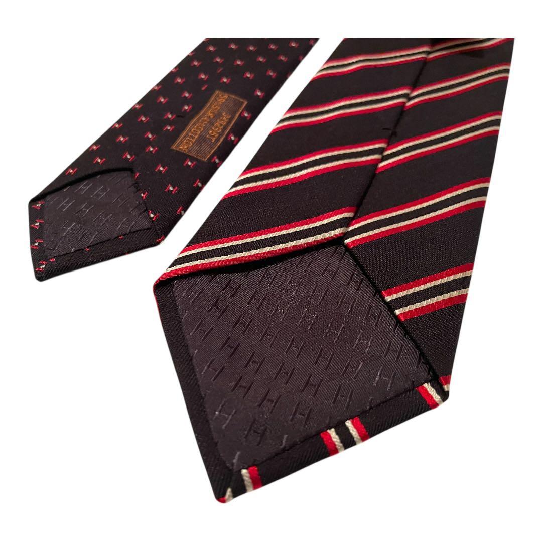 【新品タグ付き】エルメス 総柄 ネクタイ ストライプH柄