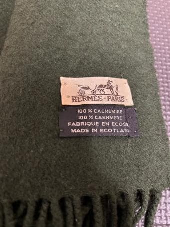 【美品】エルメスHERMES カシミア　マフラー　グリーン
