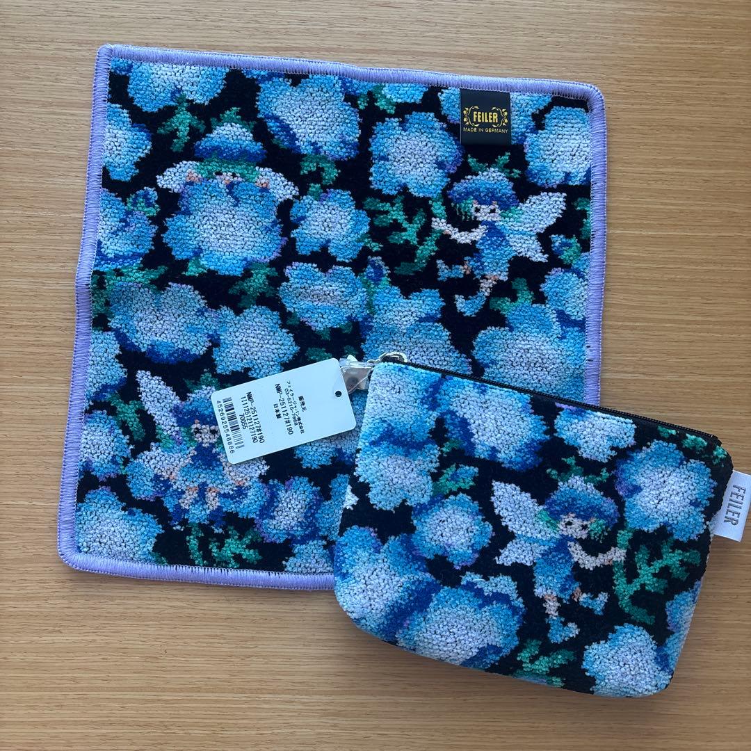 新品 FEILER ネモフィラフェアリーズ マルチポーチ ハンカチセット