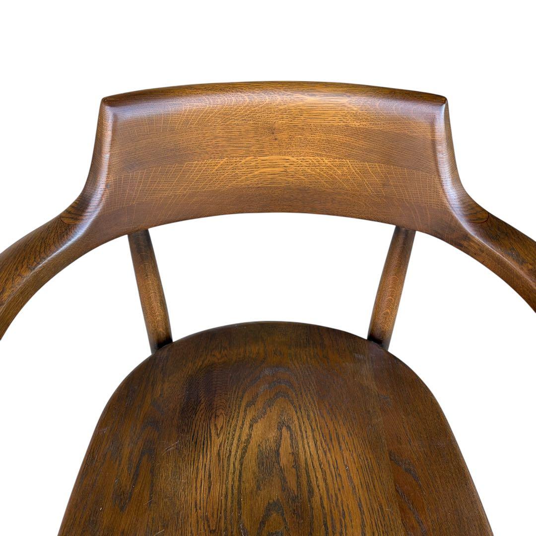 【希少】大塚家具 アームチェア ダイニングチェア 板座 ナラ材 ②