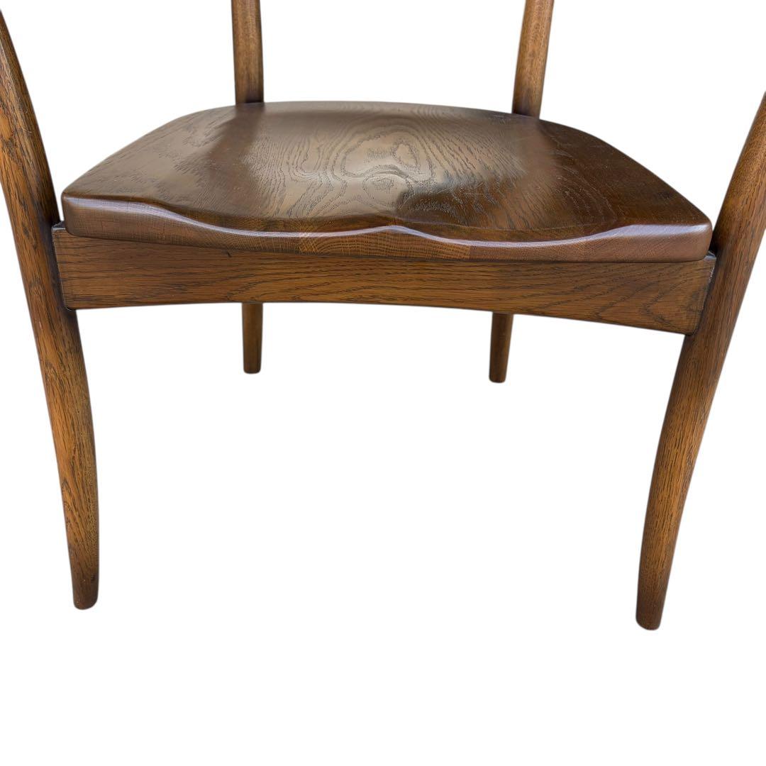【希少】大塚家具 アームチェア ダイニングチェア 板座 ナラ材 ②
