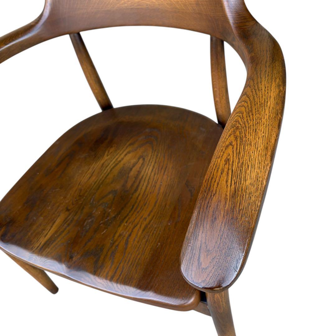 【希少】大塚家具 アームチェア ダイニングチェア 板座 ナラ材 ②