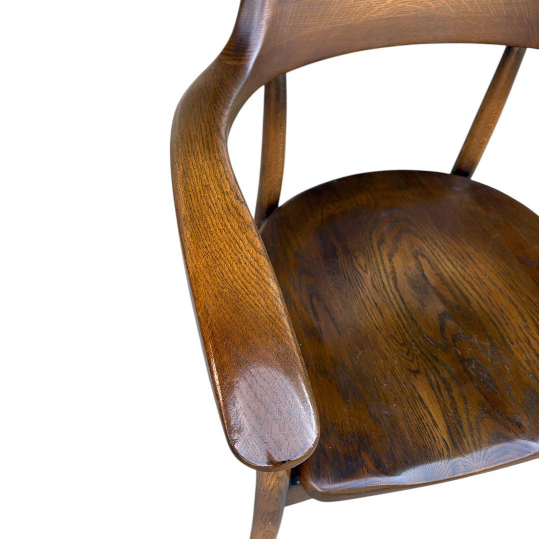 【希少】大塚家具 アームチェア ダイニングチェア 板座 ナラ材 ②