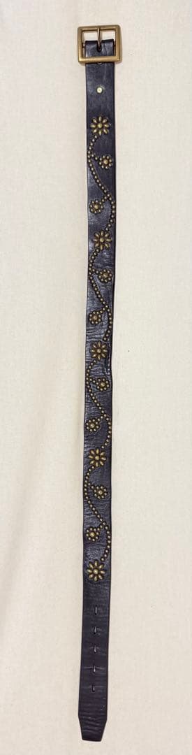 初期⭐️HTC⭐️フラワーベルト⭐️ダークブラウンレザー×ブラススタッズ⭐️34