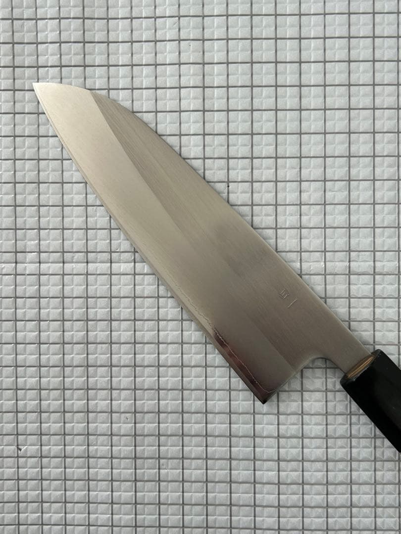 仙助 包丁 三徳 三徳包丁 安来鋼白紙一号割込 水牛八角柄 165mm ①