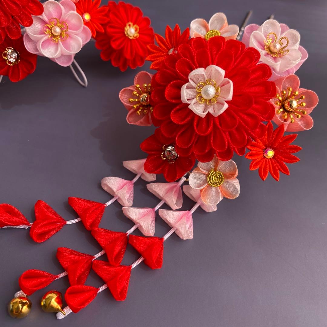 七五三 髪飾り つまみ細工 勝山かんざし 赤