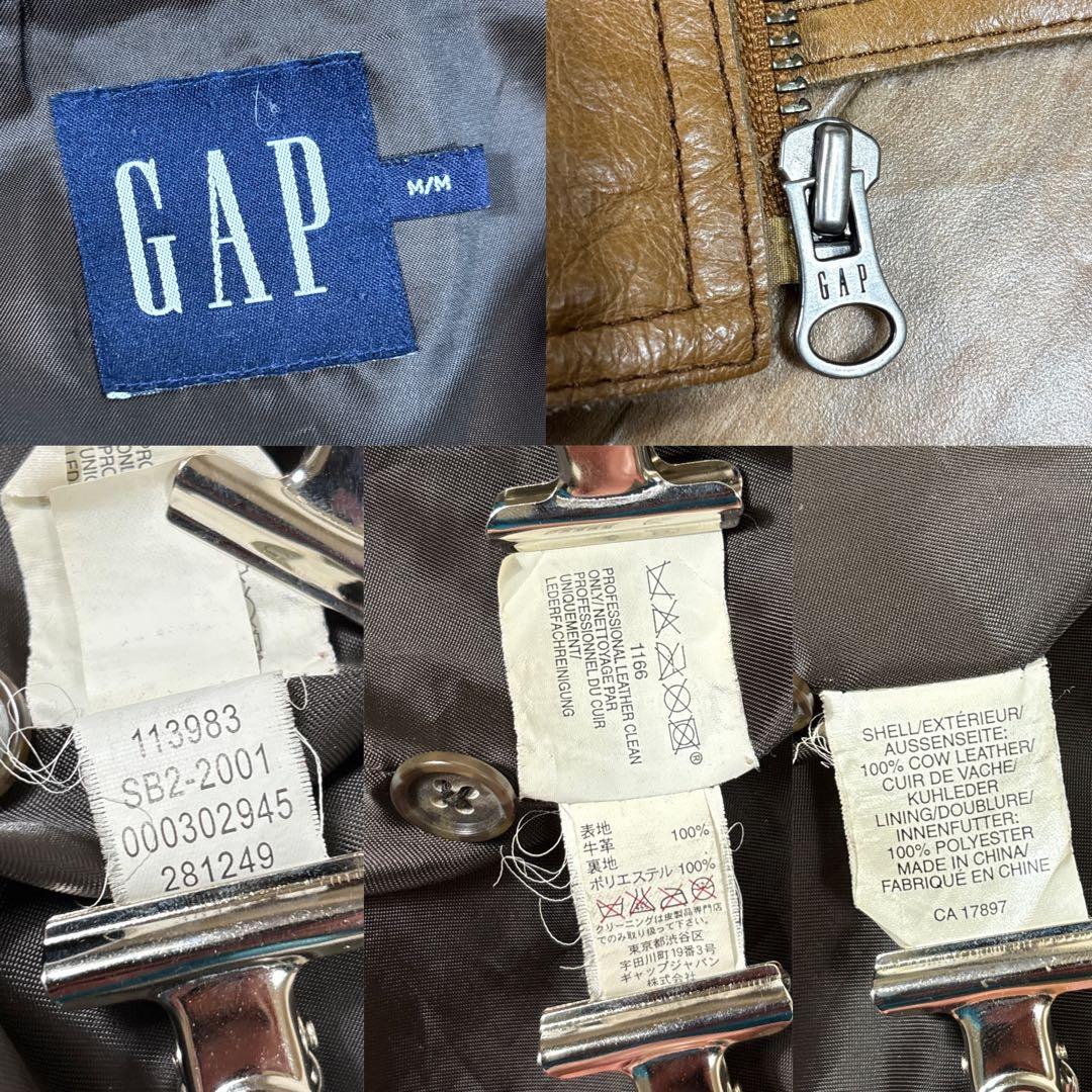 00s OLD GAP レザージャケット 牛革 本革 キャメルブラウン M