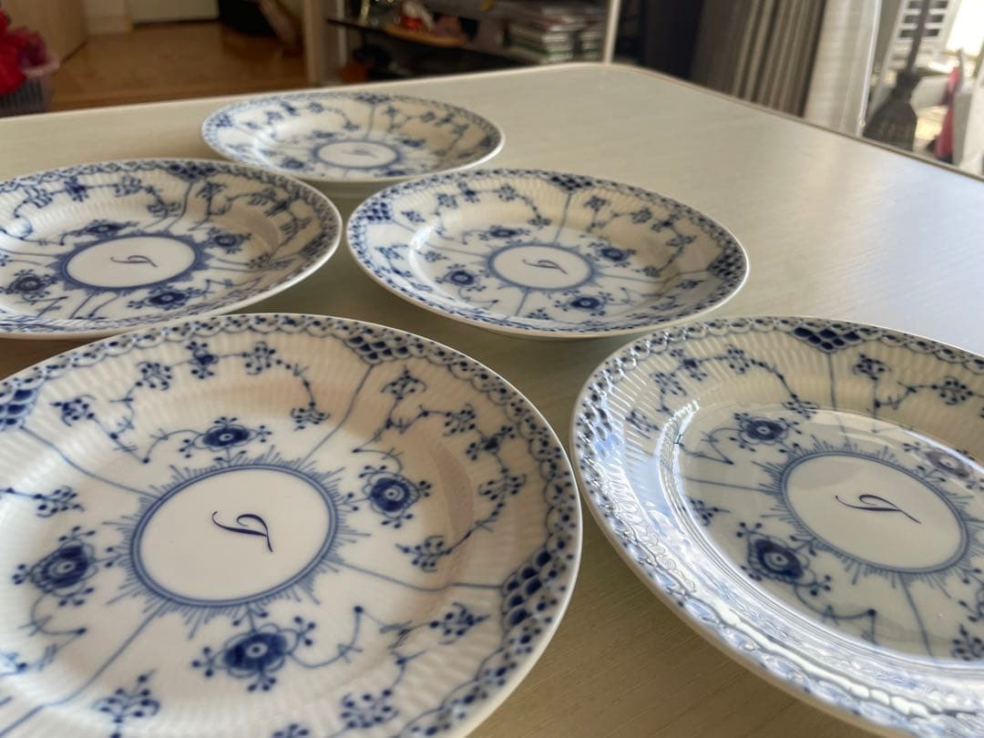 17cm ロイヤルコペンハーゲン ブルーフルーテッド ハーフレース 皿 5枚