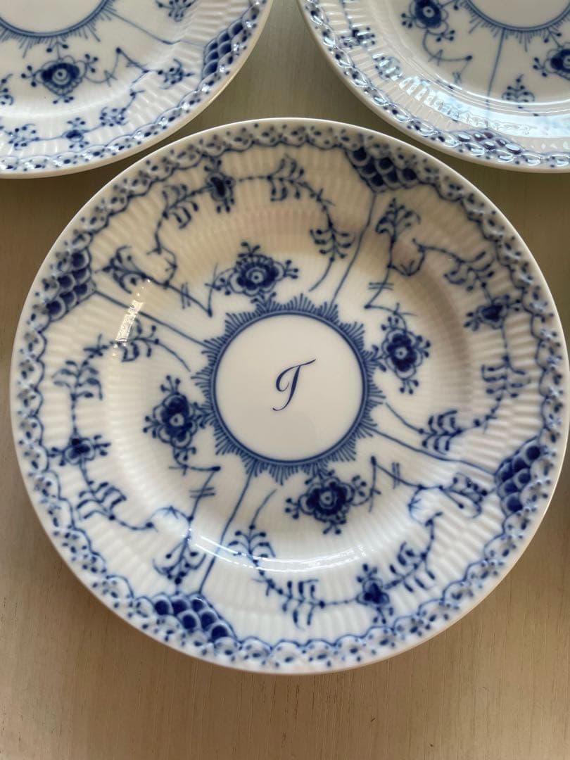 17cm ロイヤルコペンハーゲン ブルーフルーテッド ハーフレース 皿 5枚