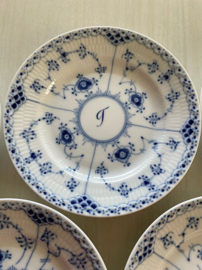 17cm ロイヤルコペンハーゲン ブルーフルーテッド ハーフレース 皿 5枚