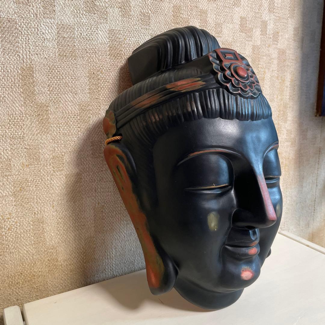 陶器のお面　観音様　観音菩薩　壁掛け　美術品
