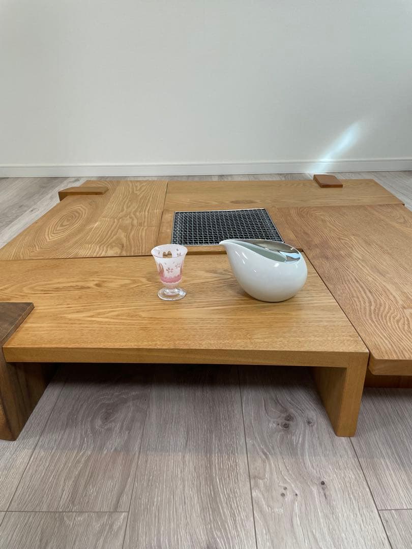 ACTUS モダン座卓 4卓 + 中央囲炉裏付き 5点セット-ACTUS 天然木