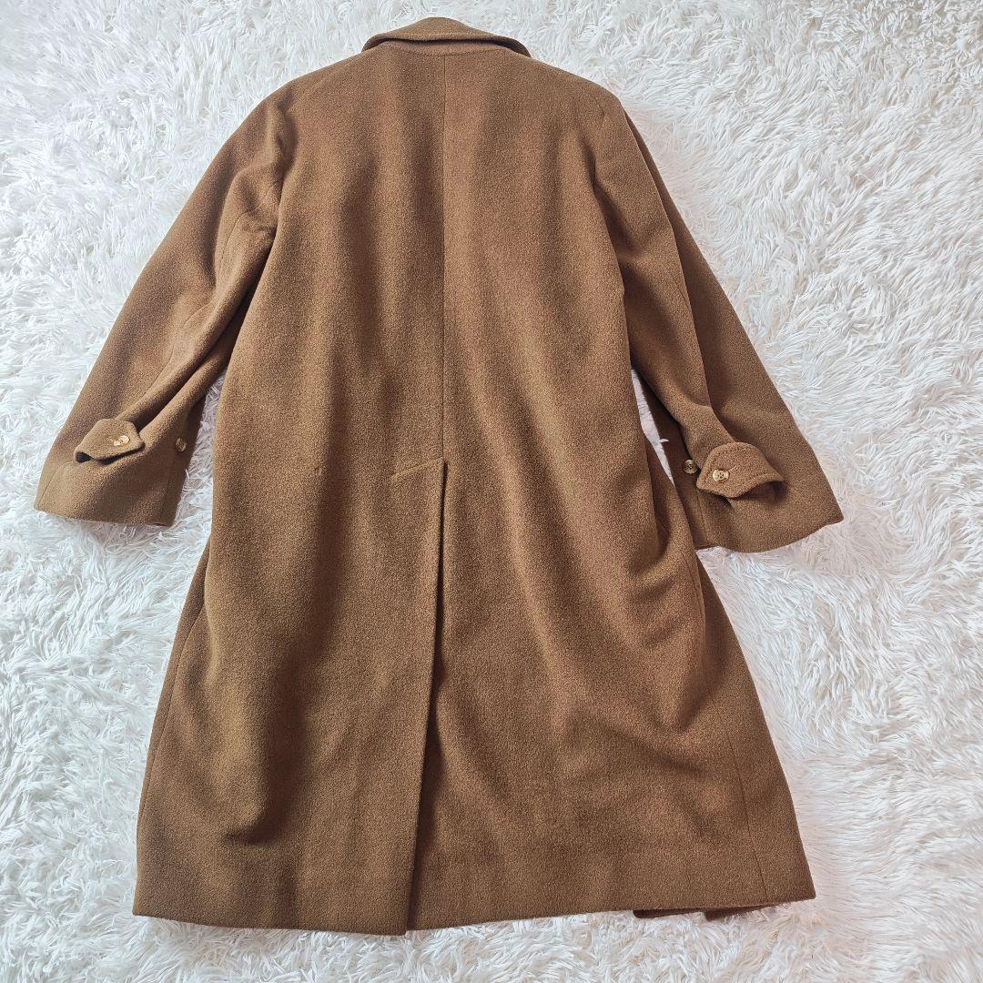 【希少】バーバリー 英国製 キャメルヘア ロングコート 茶　メンズL-XL