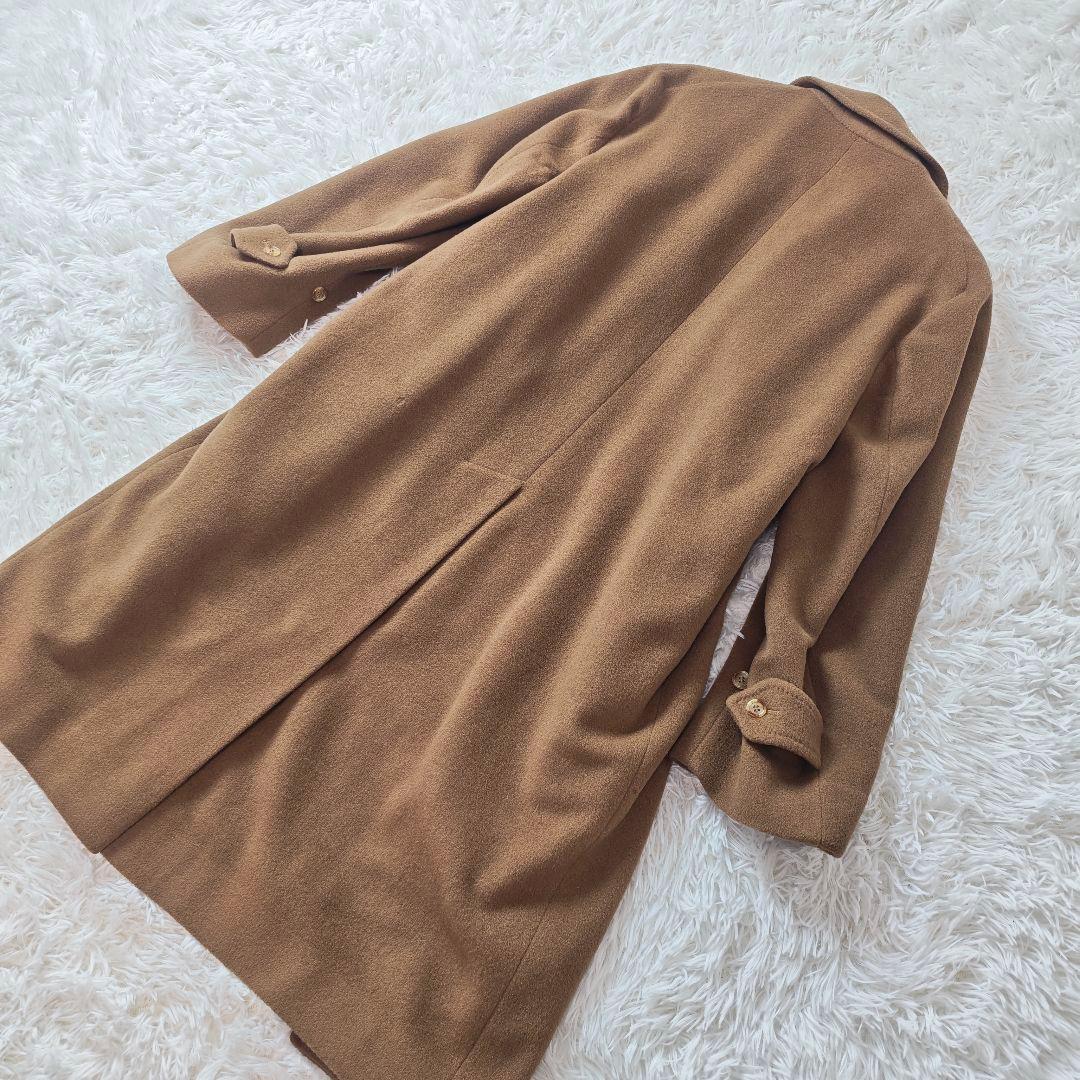 【希少】バーバリー 英国製 キャメルヘア ロングコート 茶　メンズL-XL