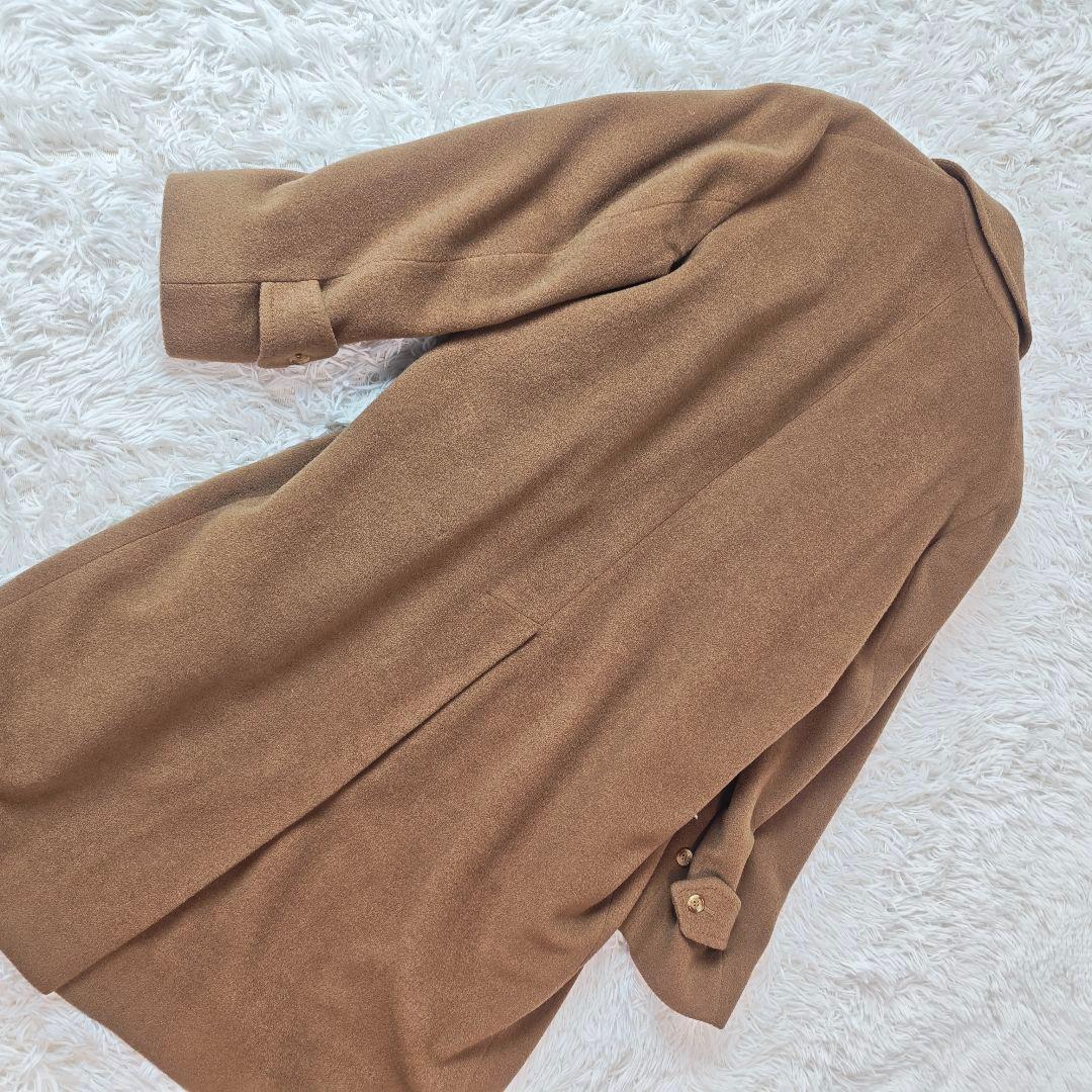 【希少】バーバリー 英国製 キャメルヘア ロングコート 茶　メンズL-XL
