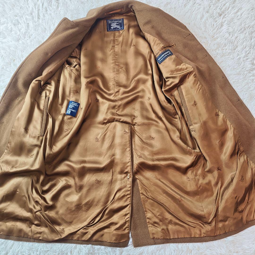 【希少】バーバリー 英国製 キャメルヘア ロングコート 茶　メンズL-XL