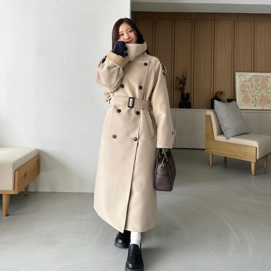 希少商品 RiLi judin スタンドカラーロングコート 冬服　ベージュ