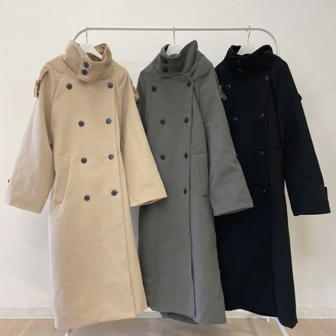 希少商品 RiLi judin スタンドカラーロングコート 冬服　ベージュ