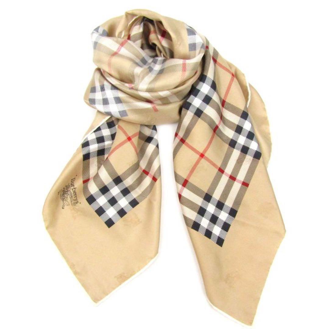 極美品　Burberrys バーバリー 大判スカーフ シルク　ノバチェック