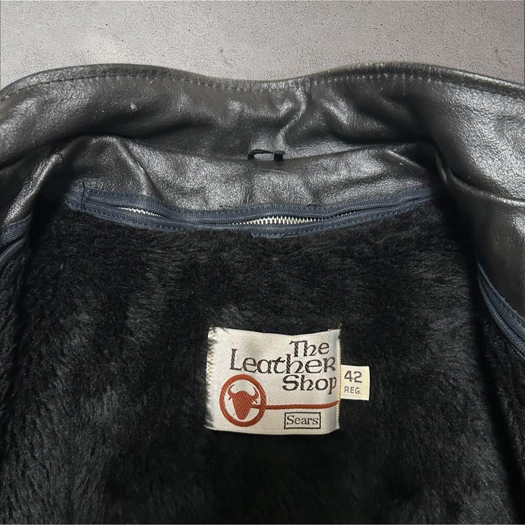 Sears 70s〜80s USA製本革レザージャケットフェイクファーライナー付