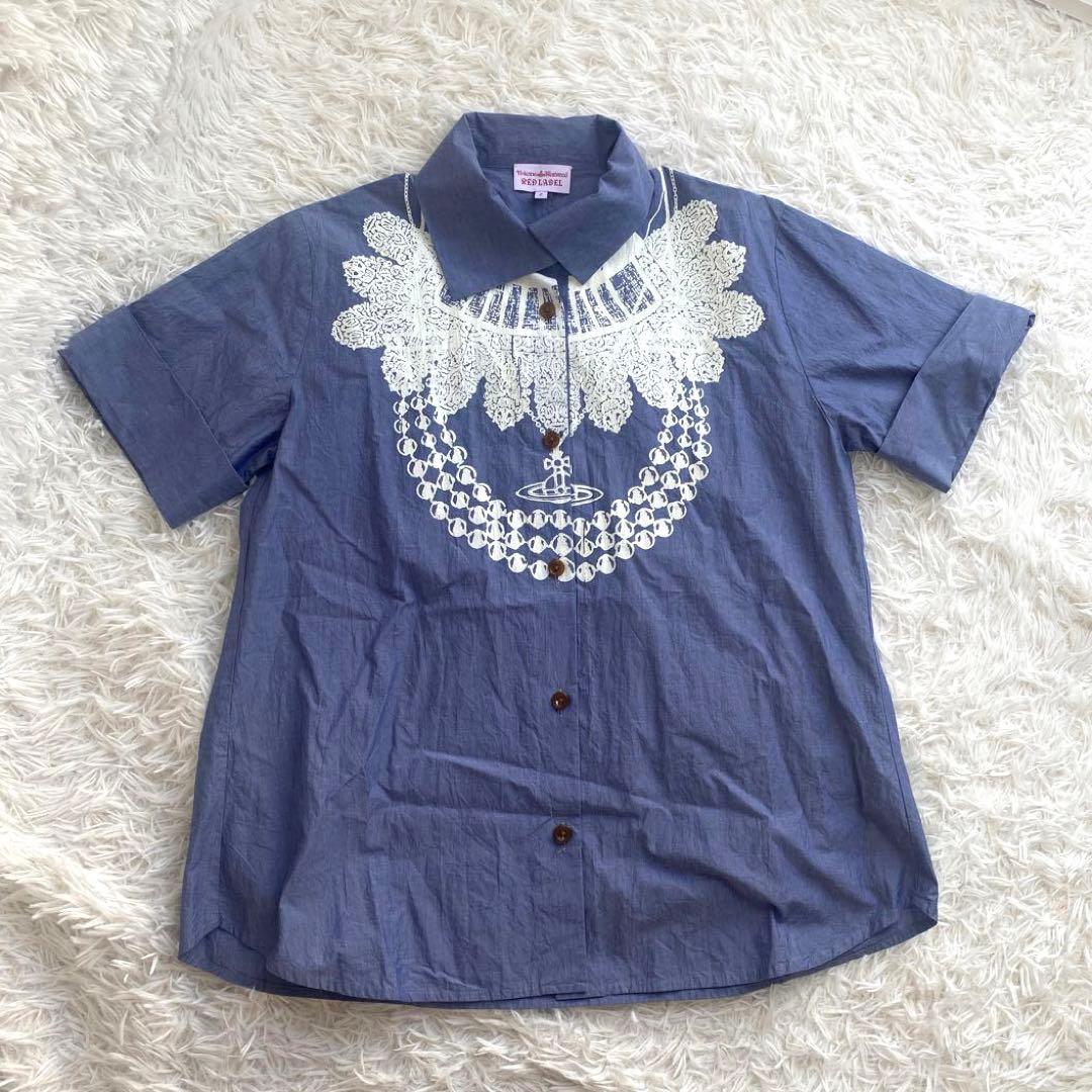 ヴィヴィアンウエストウッド　ブラウス　オーブネックレス　プリント　オーバーサイズ