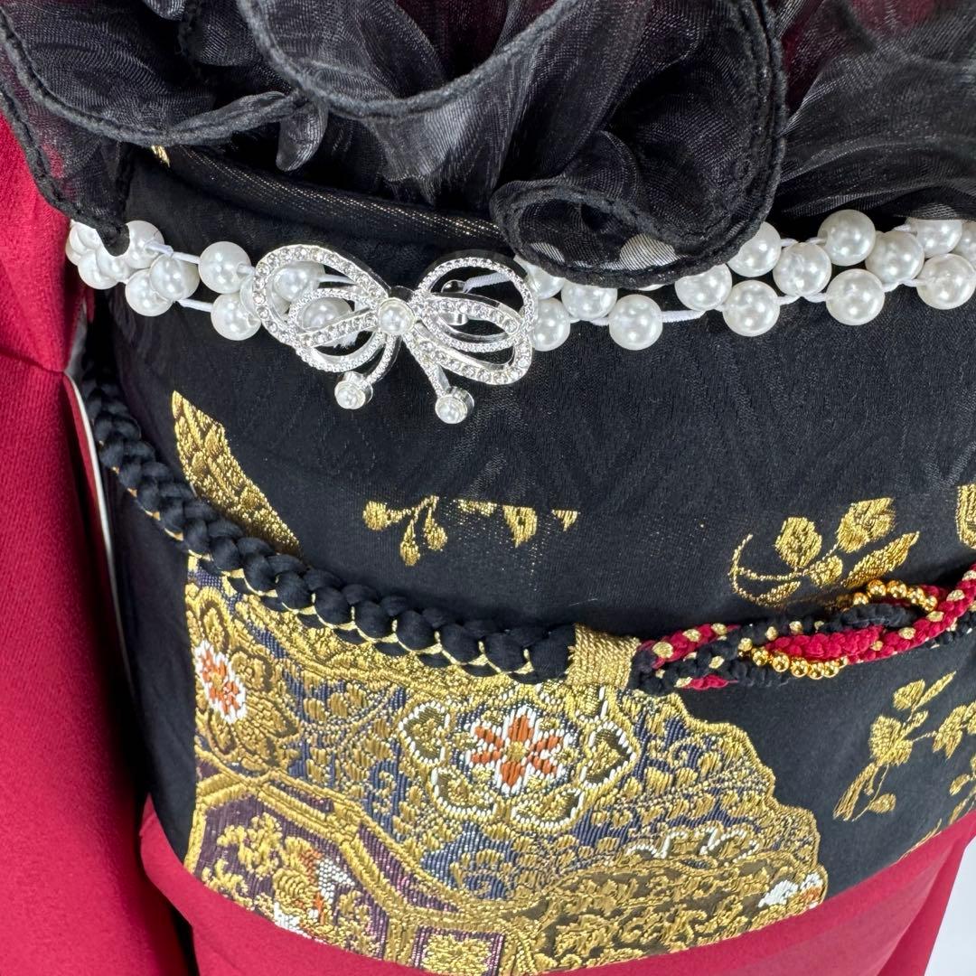 振袖豪華11点フルセット　赤系　金彩　刺繍　成人式　お正月　結婚式　いしげ