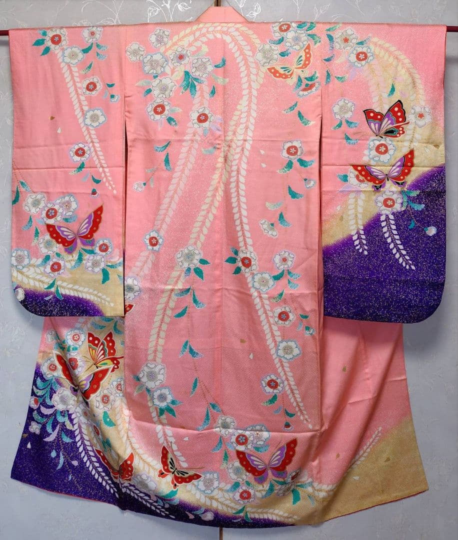 RK543洗える子供着物着丈133センチ裄丈56センチ美品非常に綺麗