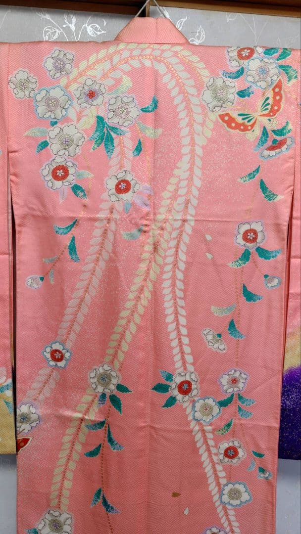 RK543洗える子供着物着丈133センチ裄丈56センチ美品非常に綺麗