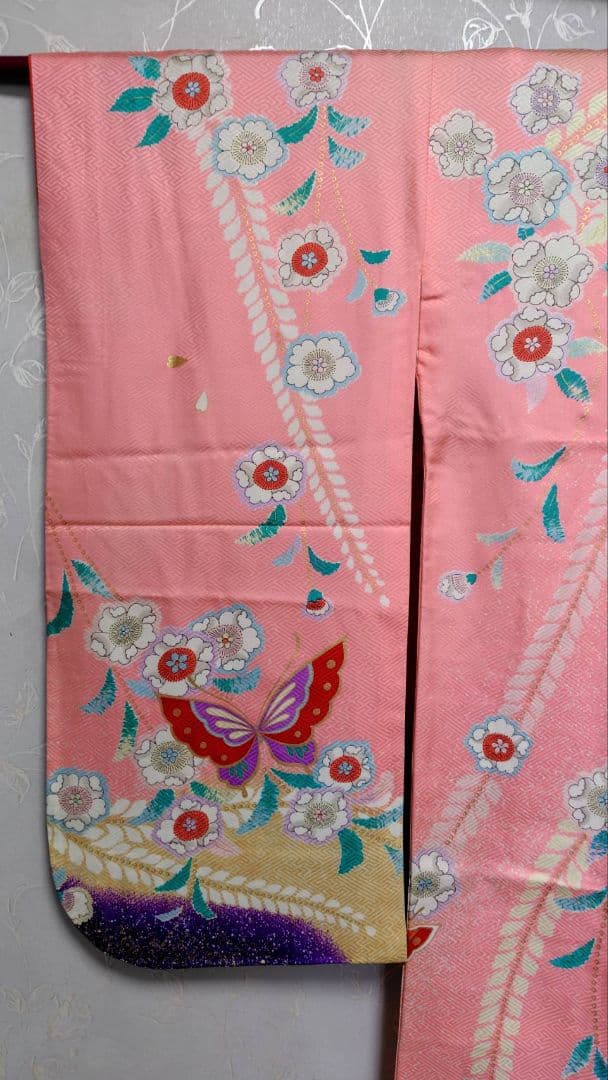 RK543洗える子供着物着丈133センチ裄丈56センチ美品非常に綺麗