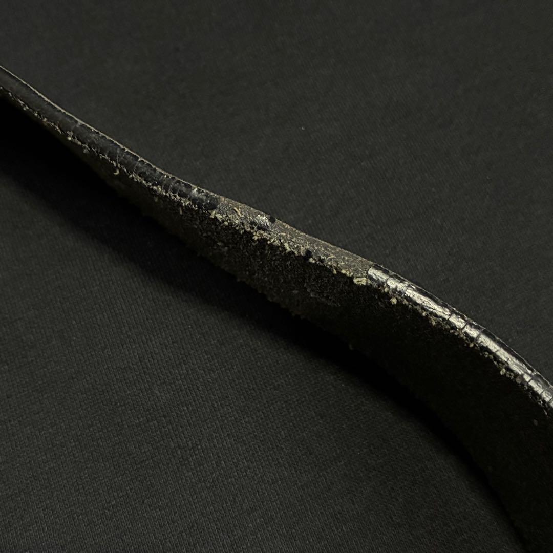 イタリア製 GUCCI ブラックレザー プレーンベルト グッチ 80 32 黒