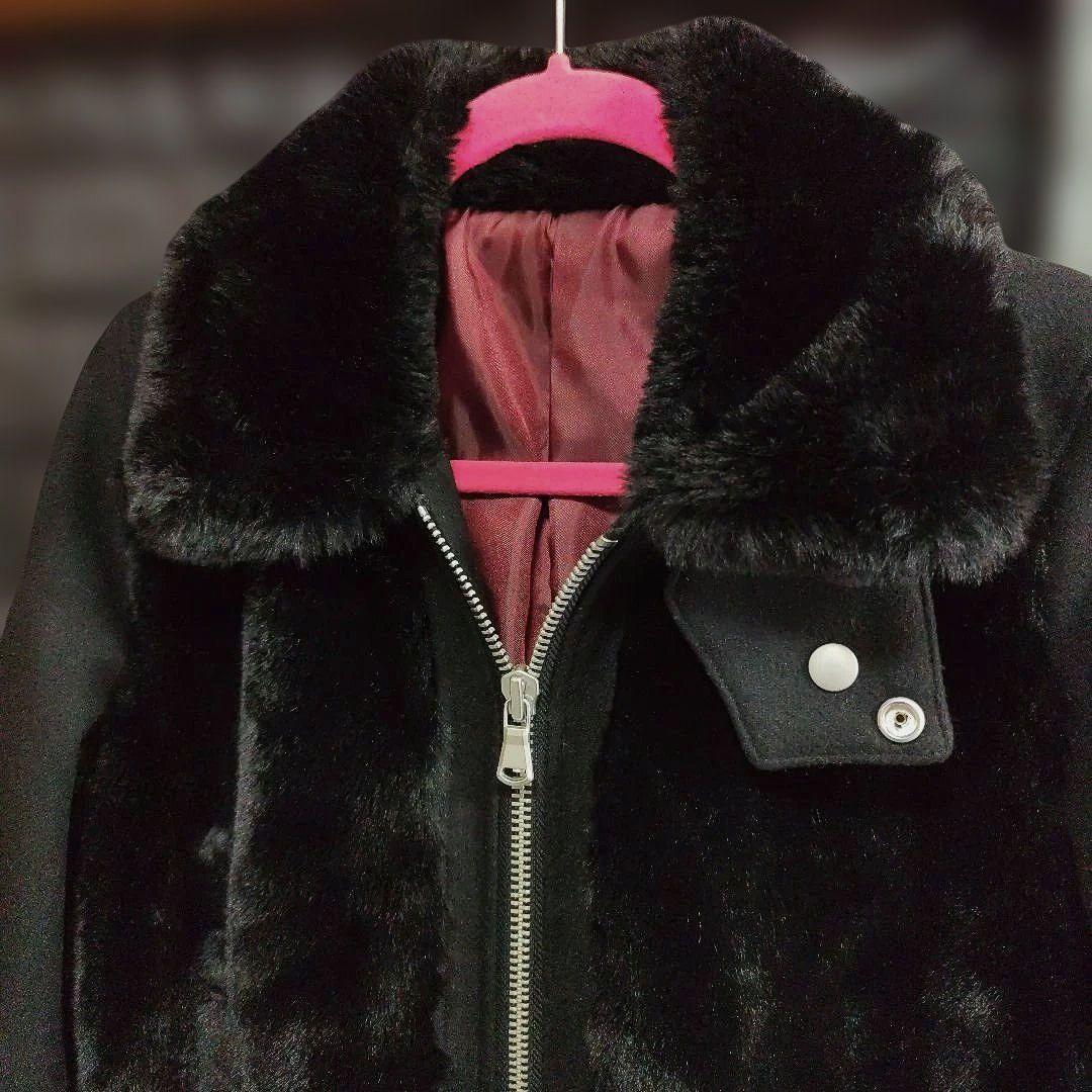 雪　美品希少　ノーアイディー　黒　フェイクファー　グリズリージャケット