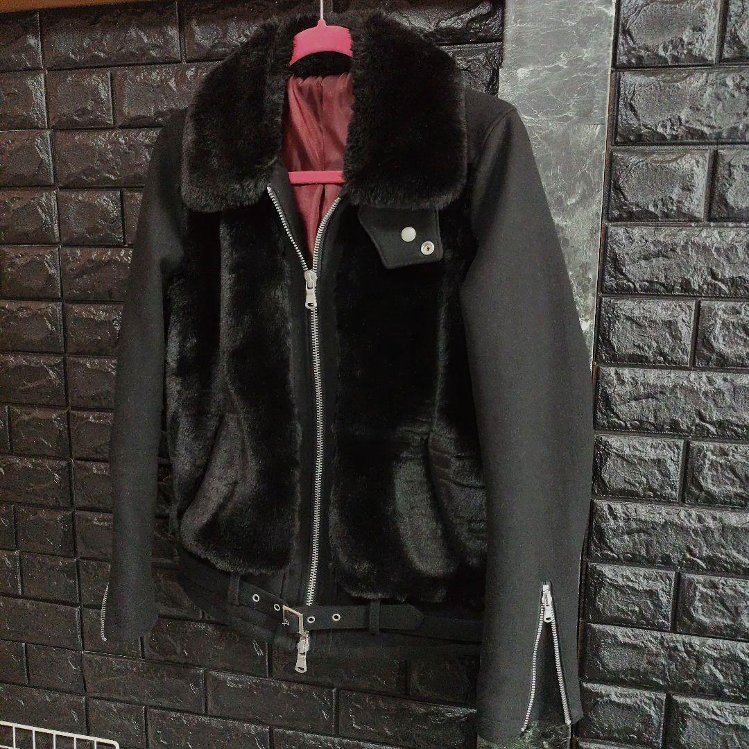 雪　美品希少　ノーアイディー　黒　フェイクファー　グリズリージャケット