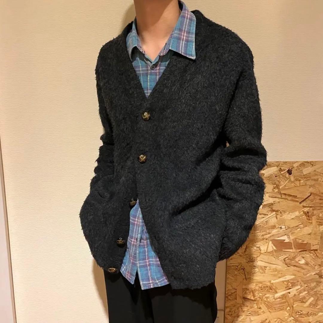 Special 60s モヘアカーディガン ブラック 毛足長 グランジ 50s