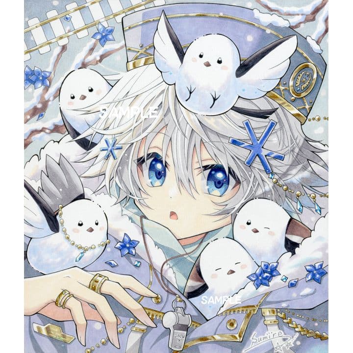 手描きイラスト＆ポストカード5枚【 Fairy】オリジナル シマエナガ