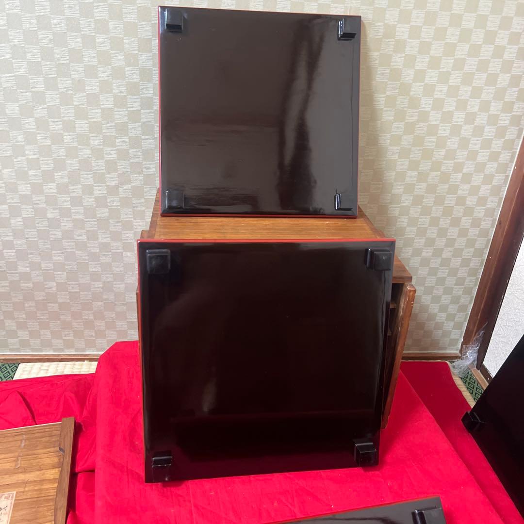 逸品！　レア！　東京美術倶楽部本郷家所蔵　蒔絵本塗お盆五客　時代保管箱